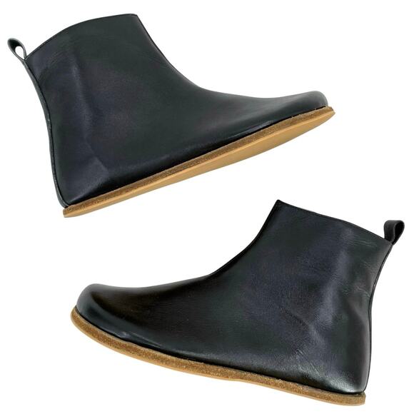 Pelanir Mysia Barefoot Ankle Boots Black Leather Wide Toe Box Minimalist Size 38 - Picture 1 of 10